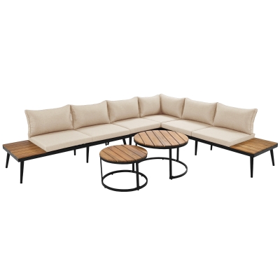 Modular Garden Sofa Set with Washable Zip-Off Cushion Covers, 160L × 64W × 75H cm, Gray