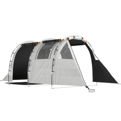 Outsunny Kampeertent voor 4-5 Pers., verduisterbare ramen, waterdicht, 180H x 460L x 230B cm, Khaki/Oranje