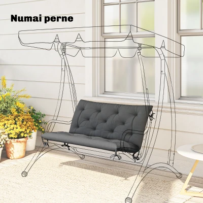 Pernă de Grădină Capitonată Gri Închis pentru 2 Persoane