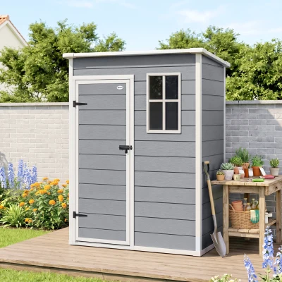 Outsunny Abri Jardin Verrouillable Plastique Gris 1,14m²