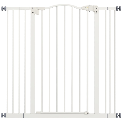 PawHut Cancelletto per Cani Estensibile con 4 Viti Regolabili, in Metallo e Plastica, 74-100×94 cm, Bianco