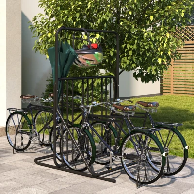 DURHAND Suporte para 4 Bicicletas, resistente às intempéries, suporte adicional, 102 x 92 x 130 cm, Preto