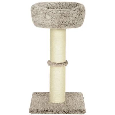 PawHut Arranhador para gatos, 87 cm, torre para gatos com poste de arranhões grosso, cama em pelúcia, para interior, suporta até 6 kg, Castanho