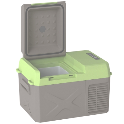 Outsunny Caixa frigorífica com compressor 12 L, geladeira elétrica com conexão e função de refrigeração, Cinza+Verde