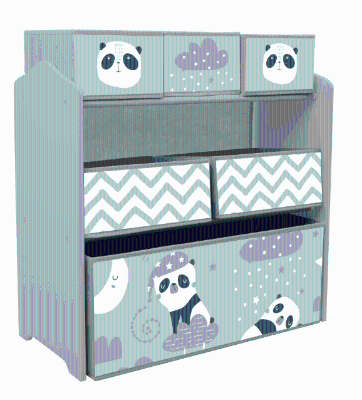 ZONEKIZ Étagère Enfant 6 Bacs Amovibles Tissu Gris 63x30x66cm