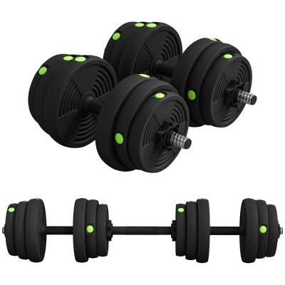 SPORTNOW Set 2in1 con 2 Manubri Convertibili in Bilanciere 25kg