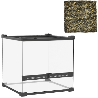 PawHut Terrário de vidro para répteis, fundo elevado e impermeável, fecho de botão