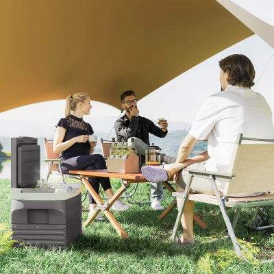 Outsunny Caixa Frigorífica com Compressor 30 L Elétrica com LED Modo ECO Função de Conservação Preto