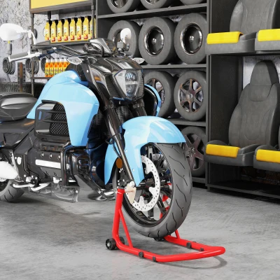 HOMCOM Cavalete dianteiro para motocicleta, elevador até 544 kg, aço, vermelho