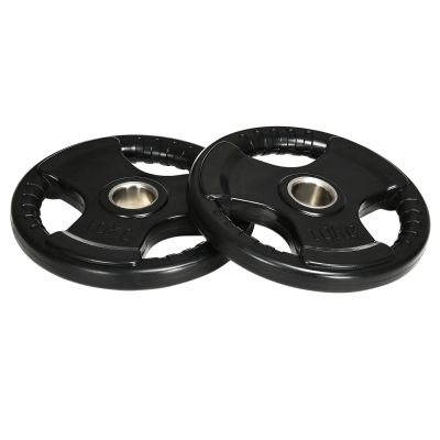 SPORTNOW Anilha, conjunto de 2, 10 kg por anilha, três pegas, revestimento em borracha que protege o piso, metal