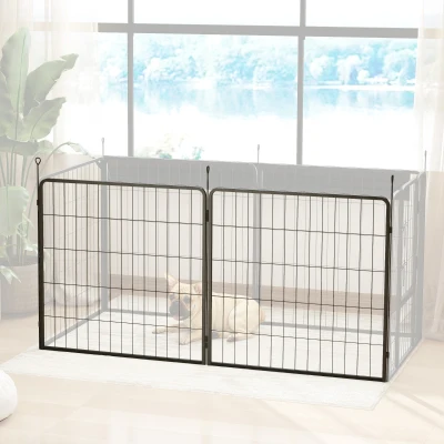 PawHut Conjunto de 2 Extensões para Cercado de Filhotes, Painéis de Cerca para Cães, Playground para Animais de Estimação, Cerca para Filhotes em Aço, Cinza