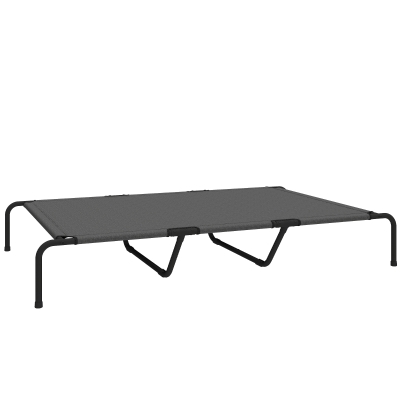 PawHut Cama para Cães Exterior, Cama Elevada para Cães Grandes, com Malha Lavável e Estrutura em Aço, 152 x 94 x 23 cm, Cinza