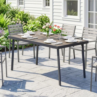 Outsunny Tavolo da Giardino Rettangolare per 6 Persone Grigio