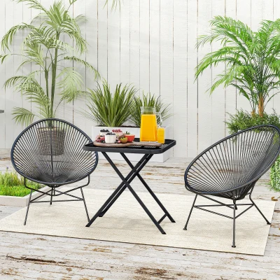 Outsunny Mesa de jardim dobrável 70 x70 cm, resistente às intempéries, mesa de varanda dobrável com design vazado, quadrada Preto