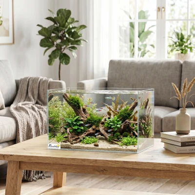 PawHut Glass Aquarium 24L Protective Base Mat Transparent