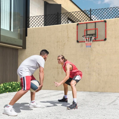 SPORTNOW Aro de basquete para montagem na parede, interno/externo, placa traseira PC robusta, rede de nylon, aro de aço, 113x61x73 cm