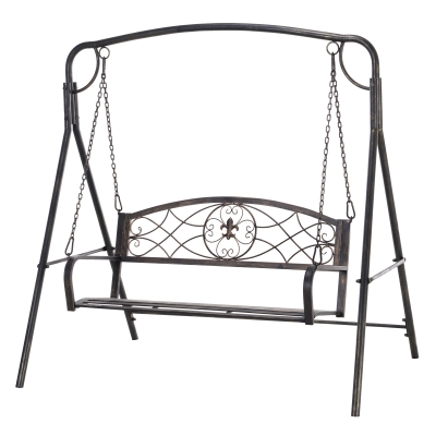 Outsunny Balanço de jardim banco baloiço para o jardim balanço para exterior, design vintage, efeito latão, 167 cm x1 23 cm x 175cm