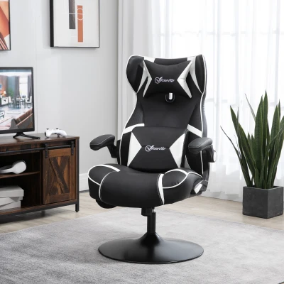 Vinsetto Poltrona Gamer, Cadeira Gamer, alto-falantes integrados, encosto reclinável, preto+branco, 69 x 73 x 118cm