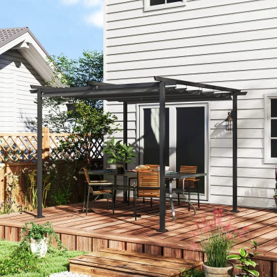 Outsunny Pérgola de jardim 3 x 3 m com teto ajustável, estrutura metálica, proteção UPF30+, toldo para varanda e terraço, cinza escuro