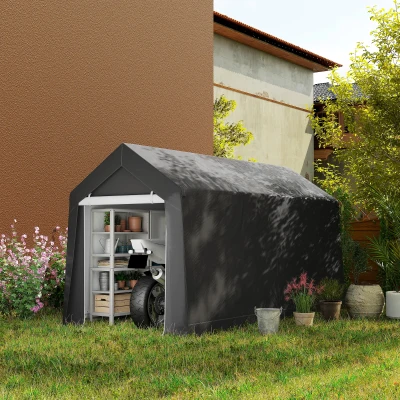 Outsunny Tenda de jardim resistente às intempéries, resistente aos UV, janela de ventilação, estrutura de aço, 210x360x235 cm, cinza escuro
