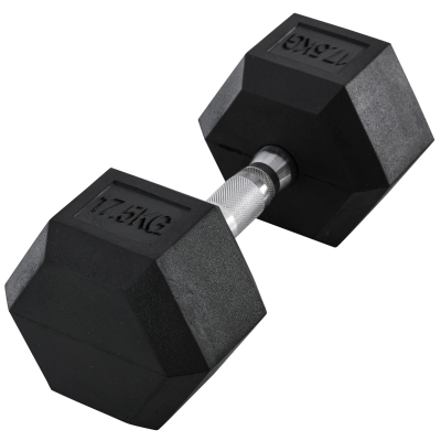 HOMCOM Halteres, 17,5 kg haltere, haltere, peso, pega antiderrapante, Preto + Prata