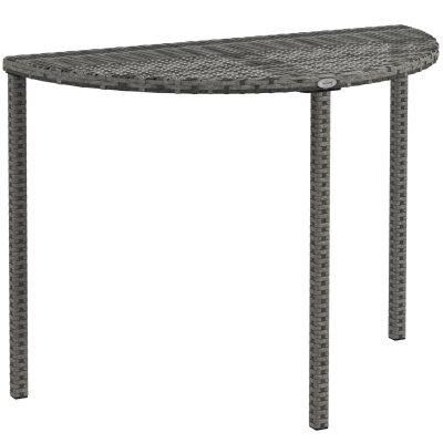 Outsunny Mesa de varanda, semicircular, Polyrattan+Metal, 100x50x74 cm, Cinza