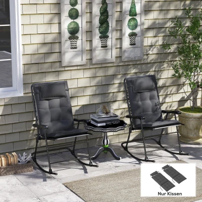 Outsunny Conjunto de 2 almofadas para espreguiçadeira Resistentes à água Almofada para espreguiçadeira de jardim 50x116x5 cm, Cinza escuro