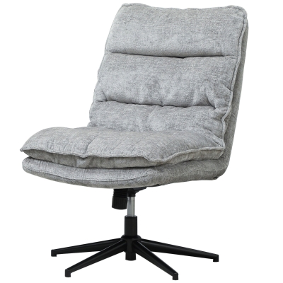 HOMCOM Cadeira estofada sem braços, cadeira de escritório estofada giratória com revestimento de tecido macio, regulável em altura, pernas de aço, cinza