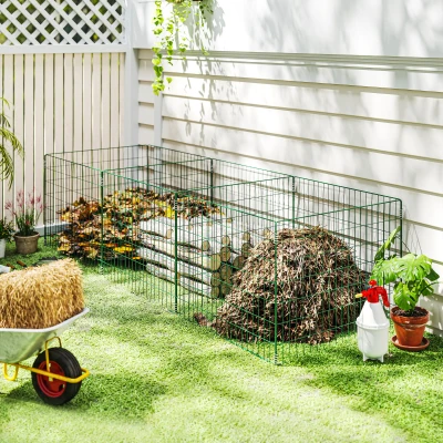 Outsunny Composteira 1680 litros, 270 x 90 x 70 cm 3 peças composteira rápida em aço, resistente às intempéries Verde