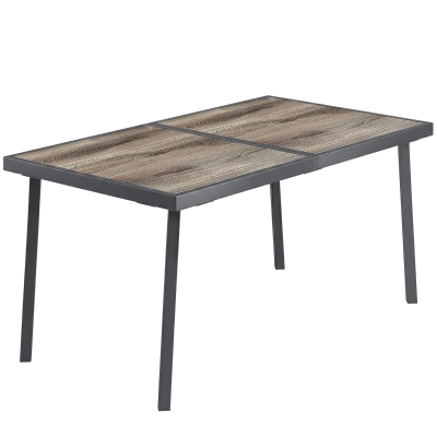 Outsunny Tavolo da Giardino Rettangolare per 6 Persone Grigio