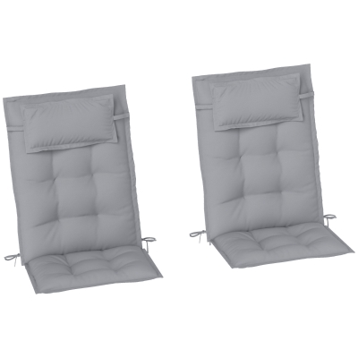 Outsunny Conjunto com 2 Almofadas para Espreguiçadeira, Resistente à Água, Almofadas para Espreguiçadeira de Jardim 50x116x5 cm, Cinza claro