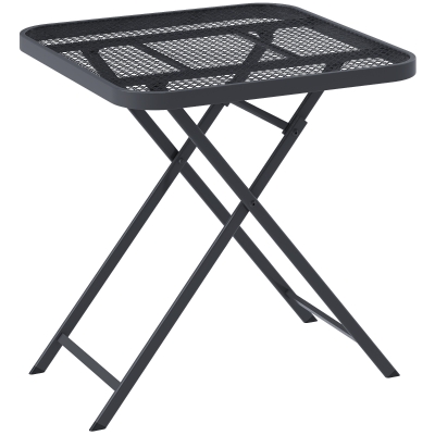 Outsunny Mesa de jardim dobrável 70 x70 cm, resistente às intempéries, mesa de varanda dobrável com design vazado, quadrada Preto