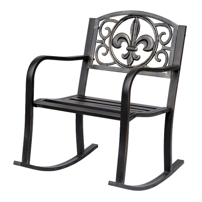 Outsunny Cadeira de balanço para jardim Poltrona oscilante antiga Metal Bronze B60 x T73 x H85cm