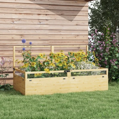 Outsunny Canteiro elevado Caixa de plantio Canteiro de ervas, resistente ao tempo, 1 treliça, 183 x 98,5 x 95 cm, natural