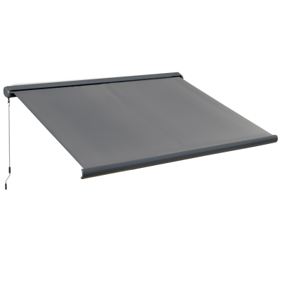 Outsunny Toldo elétrico, com controlo remoto, inclui kit de montagem, estrutura metálica, cinza escuro, 3 x 2,5 m