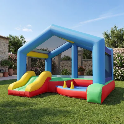 AIYAPLAY Château Gonflable Enfants Toboggan Trampoline Auvent