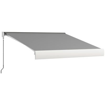 Outsunny Toldo, elétrico/manual extensível, cassete completa, comando à distância, estrutura de alumínio, 3 x 2,5 m, Cinza Claro