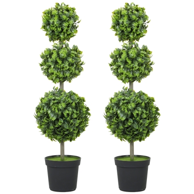 HOMCOM Plantas artificiais em vaso, folhas de plástico, terra flocada, verde