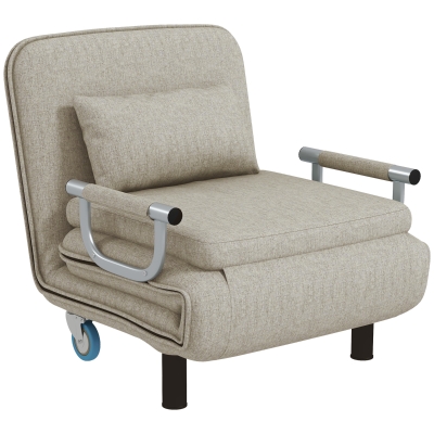HOMCOM Poltrona-cama dobrável, poltrona 3 em 1 com encosto ajustável, para quarto e quarto de hóspedes, Cinzento