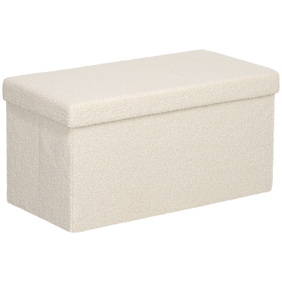 HOMCOM Puff de arrumação, banco estofado com compartimento e tampa para sala, quarto, corredor, creme branco