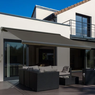 Outsunny Toldo elétrico, com controlo remoto, inclui kit de montagem, estrutura metálica, cinza escuro, 3 x 2,5 m