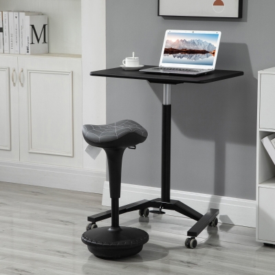Vinsetto Banco de Escritório com Função de Giro Banco Ergonômico Regulável em Altura 65,5-83,5 cm Inclinável 120° Cinza