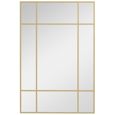 HOMCOM Miroir Verrière Métal Doré 90x60cm Style Fenêtre