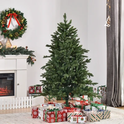HOMCOM Árvore de Natal Artificial 150 cm, pinheiro artificial com 444 pontas, 3 formatos de folhas, retardante de chamas, com suporte metálico para interior