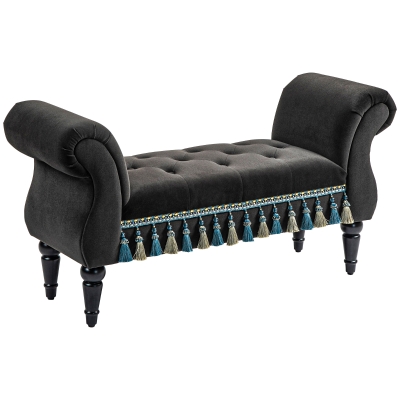 HOMCOM Banco estofado, banco, design vintage, até 150 kg, 117x40x58 cm, Cinza escuro