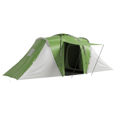 Outsunny Camping Tunnel Tent 2 Bedroom Portable 4-6 Man Green