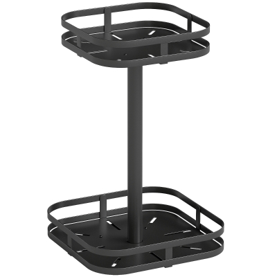 HOMCOM Suporte de Temperos Giratório Design 2 Níveis Pés de Ventosa Metal Preto