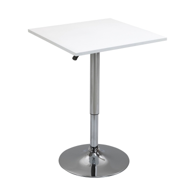 HOMCOM Mesa de bar regulável em altura, giratória 360°, pés anti-risco, base metálica estável, Branco