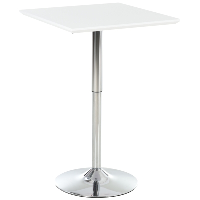 HOMCOM Mesa de bar Bistrô Pub Regulável em Altura Mesa Alta Quadrada Aço Branco 60 x 60 x 69-92 cm