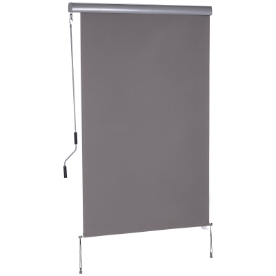 Outsunny Toldo Vertical para Varanda, Toldo para Sacada, Toldo Vertical, Proteção contra Vento, Rolo Lateral, Tela de Privacidade com Manivela, Tecido de Poliéster+Alumínio Cinza 200 x 120 cm